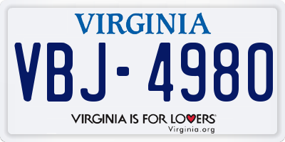 VA license plate VBJ4980