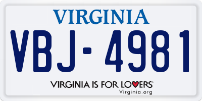 VA license plate VBJ4981