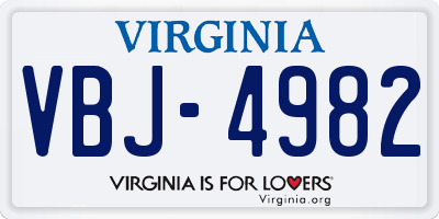 VA license plate VBJ4982