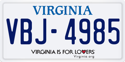 VA license plate VBJ4985