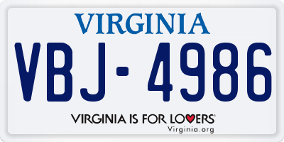VA license plate VBJ4986