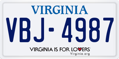 VA license plate VBJ4987