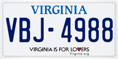 VA license plate VBJ4988