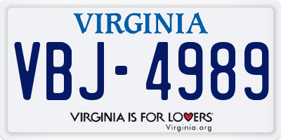 VA license plate VBJ4989