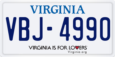 VA license plate VBJ4990