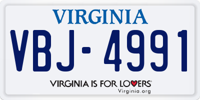 VA license plate VBJ4991