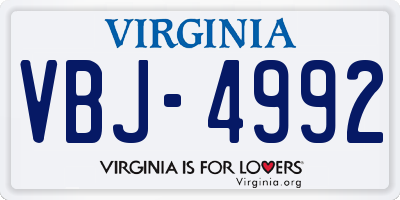 VA license plate VBJ4992