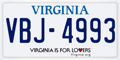 VA license plate VBJ4993