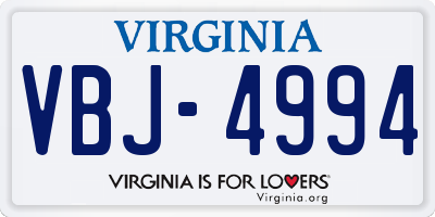 VA license plate VBJ4994