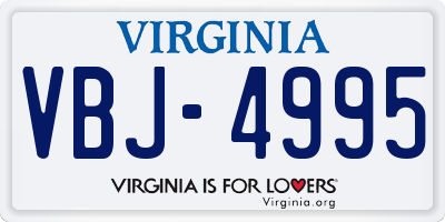 VA license plate VBJ4995