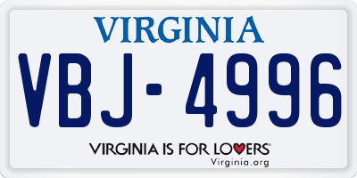VA license plate VBJ4996
