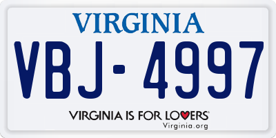VA license plate VBJ4997