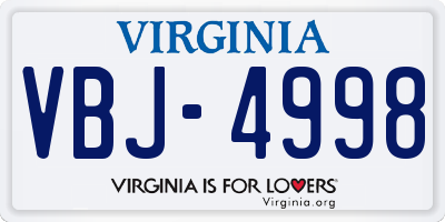VA license plate VBJ4998
