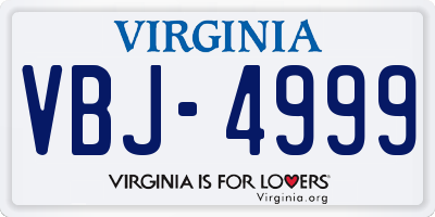 VA license plate VBJ4999