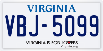 VA license plate VBJ5099