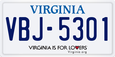 VA license plate VBJ5301