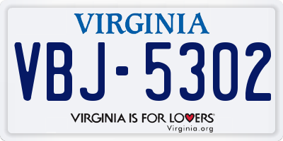 VA license plate VBJ5302