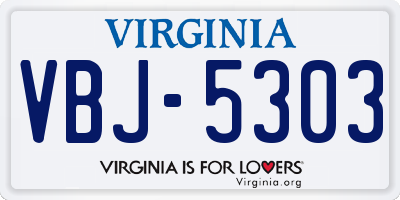 VA license plate VBJ5303