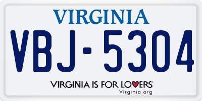 VA license plate VBJ5304