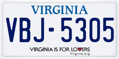 VA license plate VBJ5305