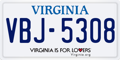 VA license plate VBJ5308