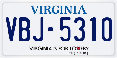 VA license plate VBJ5310