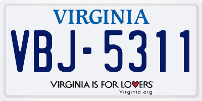 VA license plate VBJ5311