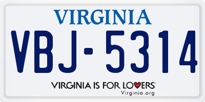 VA license plate VBJ5314