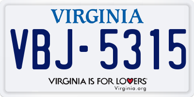 VA license plate VBJ5315
