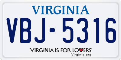 VA license plate VBJ5316