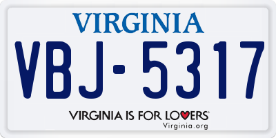 VA license plate VBJ5317