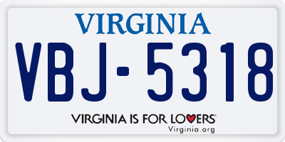 VA license plate VBJ5318