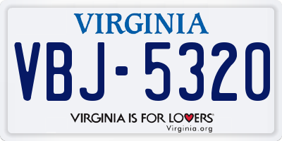 VA license plate VBJ5320