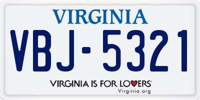 VA license plate VBJ5321