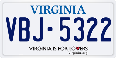 VA license plate VBJ5322