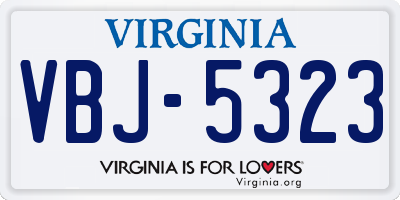 VA license plate VBJ5323