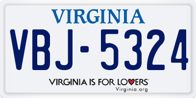VA license plate VBJ5324