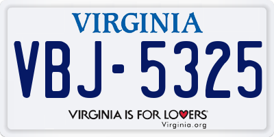 VA license plate VBJ5325