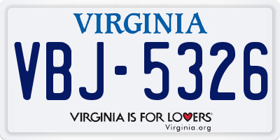 VA license plate VBJ5326