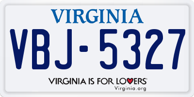 VA license plate VBJ5327