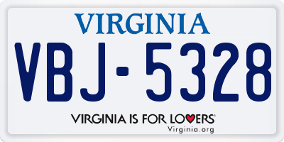 VA license plate VBJ5328