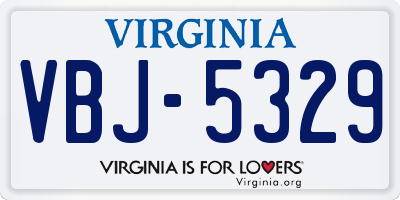 VA license plate VBJ5329