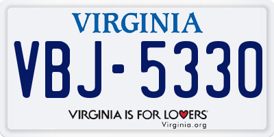 VA license plate VBJ5330