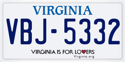VA license plate VBJ5332