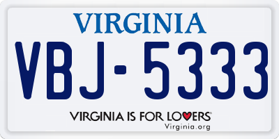 VA license plate VBJ5333