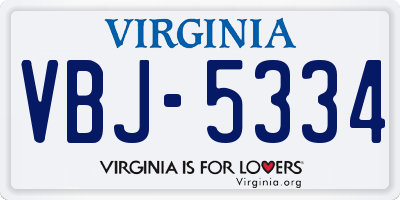 VA license plate VBJ5334