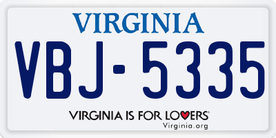 VA license plate VBJ5335