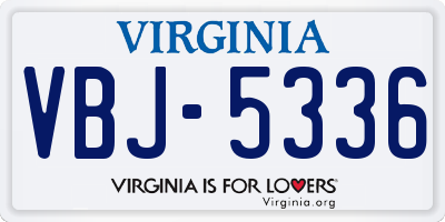 VA license plate VBJ5336