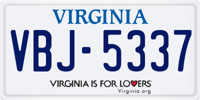 VA license plate VBJ5337