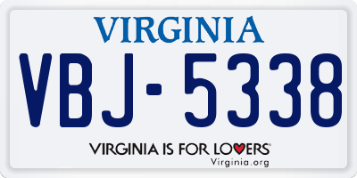 VA license plate VBJ5338